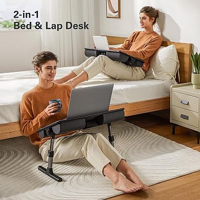 KSIZUIS Multi-Surface Laptop Bed Desk - Foldable with Height & 35° Tilt Adjustment for Bed & Couch