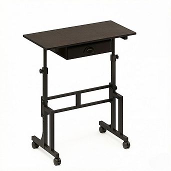 KSIZUIS Mobile Standing Desk with Drawer - Adjustable Height Rolling Workstation for Walking Pad & L