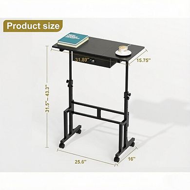 KSIZUIS Mobile Standing Desk with Drawer - Adjustable Height Rolling Workstation for Walking Pad & L