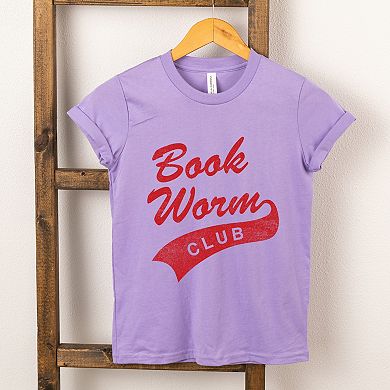 Book Worm Club Distressed - Youth Short Sleeve Graphic T-Shirt