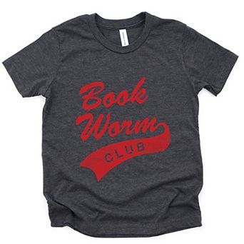 Book Worm Club Distressed - Youth Short Sleeve Graphic T-Shirt