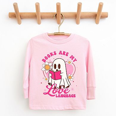 Books Are My Love Language Ghost - Youth Long Sleeve Graphic T-Shirt