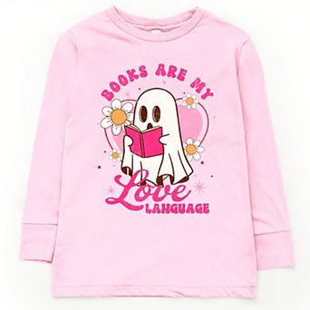 Books Are My Love Language Ghost - Youth Long Sleeve Graphic T-Shirt