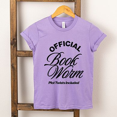Official Book Worm Plot Twists Included - Youth Short Sleeve Graphic T-Shirt