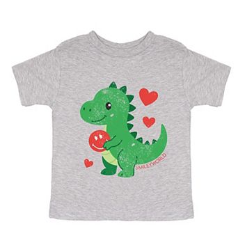 SmileyWorld Green Dinosaur Heart - Toddler Short Sleeve Graphic T-Shirt