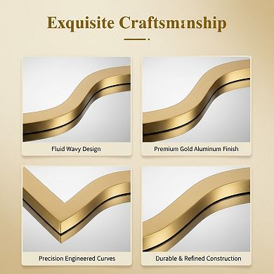 KSIZUIS Wavy Edge Round Wall Mirror - 24" Gold Aluminum Frame, Modern Decor for Any Room