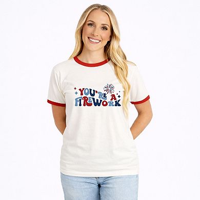 You're A Firework Retro - Women's Ringer Graphic T-Shirt