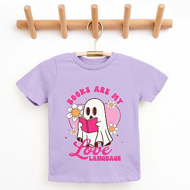 Books Are My Love Language Ghost - Youth Short Sleeve Graphic T-Shirt