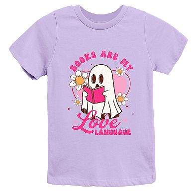 Books Are My Love Language Ghost - Youth Short Sleeve Graphic T-Shirt