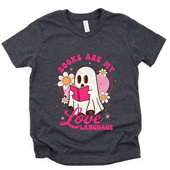 Books Are My Love Language Ghost - Youth Short Sleeve Graphic T-Shirt