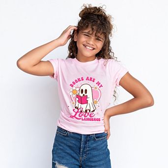 Books Are My Love Language Ghost - Youth Short Sleeve Graphic T-Shirt