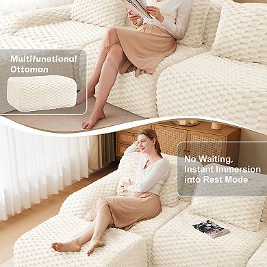 Merax Minimalist Modular Sectional Sofa Flexible Combinations Premium Flannelette Fabric Soft