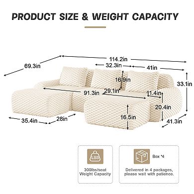 Merax Minimalist Modular Sectional Sofa Flexible Combinations Premium Flannelette Fabric Soft