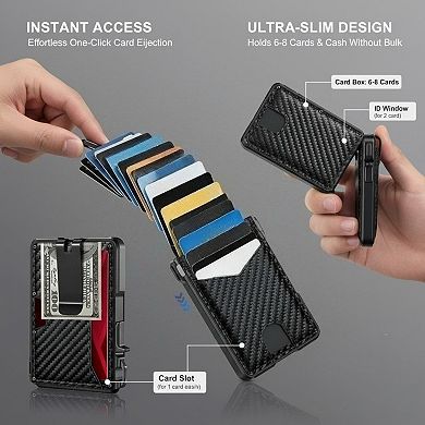 KSIZUIS Smart Pop-Up Aluminum Wallet - Slim Bifold with RFID Blocking, Money Clip & ID Window