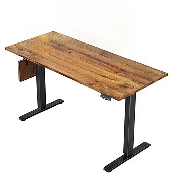 KSIZUIS Memory Electric Standing Desk - 48"x24" Adjustable Sit-Stand Workstation in Rustic Brown
