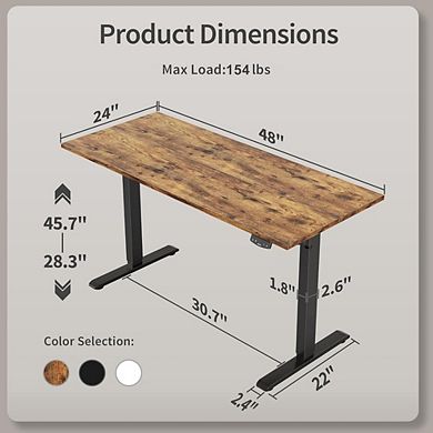 KSIZUIS Memory Electric Standing Desk - 48"x24" Adjustable Sit-Stand Workstation in Rustic Brown