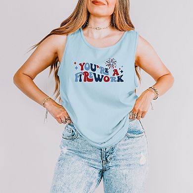 You're A Firework Retro - Women's Garment Dyed Graphic Tank Top