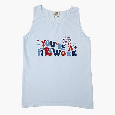 You're A Firework Retro - Women's Garment Dyed Graphic Tank Top