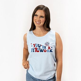 You're A Firework Retro - Women's Garment Dyed Graphic Tank Top