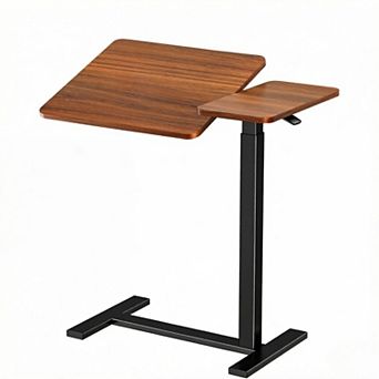 KSIZUIS Mobile Rolling Laptop Desk - Adjustable Height & Tilt Top for Classroom & Home Office, Brown