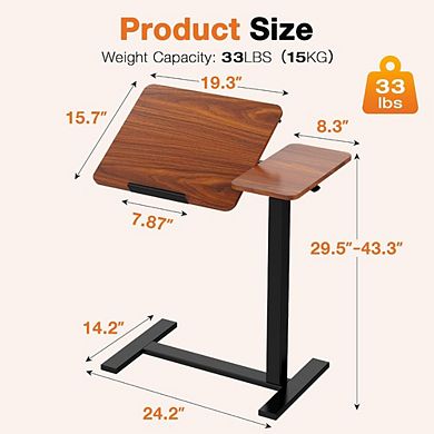 KSIZUIS Mobile Rolling Laptop Desk - Adjustable Height & Tilt Top for Classroom & Home Office, Brown