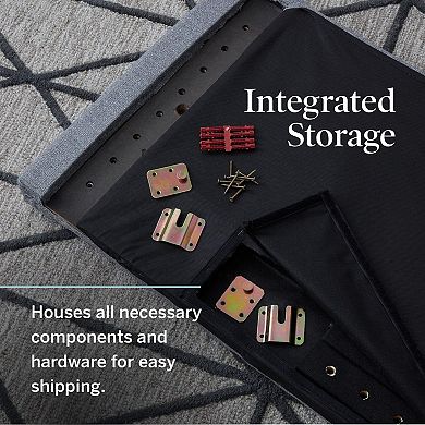 Adjustable Height Polyester Upholstered Headboard: Diamond Tufted, Easy Assembly, Charcoal Queen