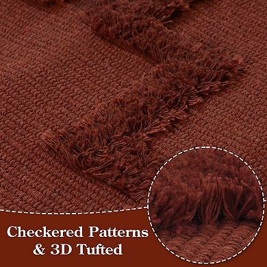 Boho Terracotta Geometric Cotton Rug: Washable, Low Pile, Multiroom Decor