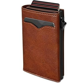 KSIZUIS Smart Trifold Wallet - Metal Case with Pop-Up Card Holder, Magnetic Closure & 2 ID Windows