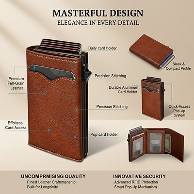 KSIZUIS Smart Trifold Wallet - Metal Case with Pop-Up Card Holder