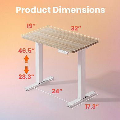 32" Compact Electric Standing Desk with 4 Memory Settings for Home Office: Adjustable Height