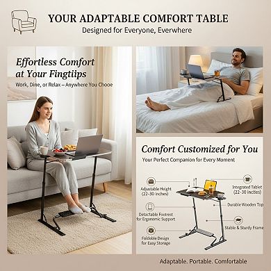 KSIZUIS Upgraded XL Folding TV Tray - Extra Sturdy, Height & Angle Adjustable with Accessories