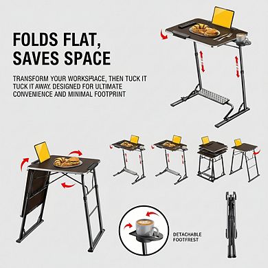 KSIZUIS Upgraded XL Folding TV Tray - Extra Sturdy, Height & Angle Adjustable with Accessories