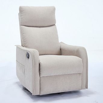 Merax Heat Massage Manual Recliner Chair with Rocker and Swivel in Fabric