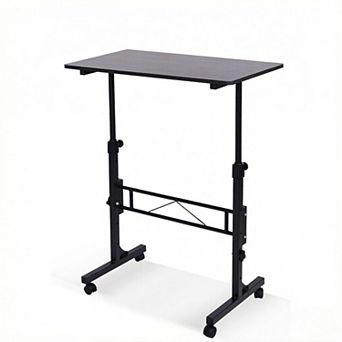 KSIZUIS Mobile Standing Desk - Adjustable Height 27"-43.5", Rolling with Wheels, Compact 16"x31.5" B