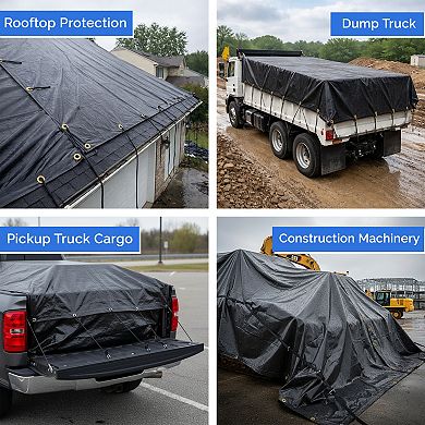 Covers&All Tarp with Grommets, Heavy Duty Outdoor Waterproof Tarps, Tear & UV Resistant