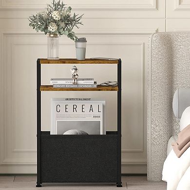 Compact Fabric Basket End Table for Small Spaces: Slim Design, Easy Assembly, 18-Month Warranty