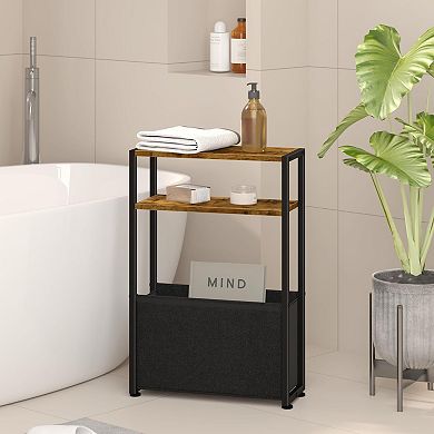 Compact Fabric Basket End Table for Small Spaces: Slim Design, Easy Assembly, 18-Month Warranty