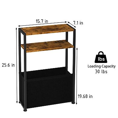 Compact Fabric Basket End Table for Small Spaces: Slim Design, Easy Assembly, 18-Month Warranty