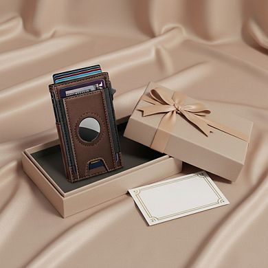 KSIZUIS AirTag Smart Wallet - Slim Pop-Up Card Holder with RFID Blocking, ID Window & Gift Box