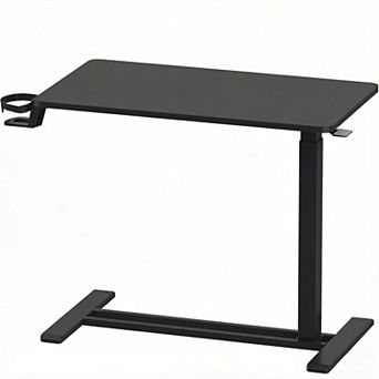 KSIZUIS Pneumatic Overbed Table - Mobile Adjustable Desk with Wheels for Hospital & Home Use