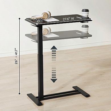 KSIZUIS Pneumatic Overbed Table - Mobile Adjustable Desk with Wheels for Hospital & Home Use