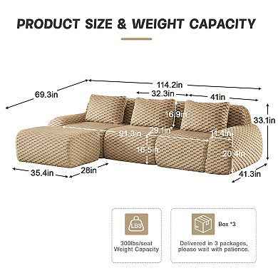 Merax Minimalist Modular Sectional Sofa Flexible Free Combinations Premium Flannelette Fabric