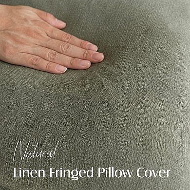Set of 2 Linen Fringe Pillow Covers: Boho Style, Soft, Durable, 26x26 Inches, Multi-Use