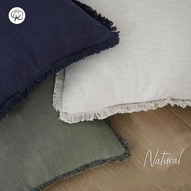 Set of 2 Linen Fringe Pillow Covers: Boho Style, Soft, Durable, 26x26 Inches, Multi-Use