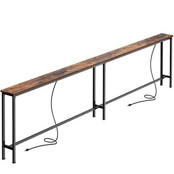 102" Sofa Table with 2 Power Outlets & USB-C Ports, 5.9" Narrow Design, Extra-Long for Entryway