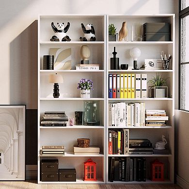 6-Tier MDF Bookshelf for Home Office Living Room: Sturdy, Rustic Design, Easy Assembly