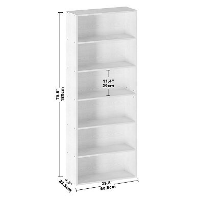 6-Tier MDF Bookshelf for Home Office Living Room: Sturdy, Rustic Design, Easy Assembly