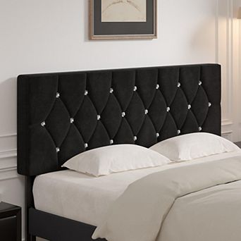 Adjustable Height Tufted Velvet Queen Headboard: 6 Positions, 39.8"-49.8", Easy Assembly