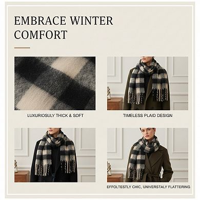 Warm Blanket Scarf Colorful Checked Thick Soft for Casual Wear