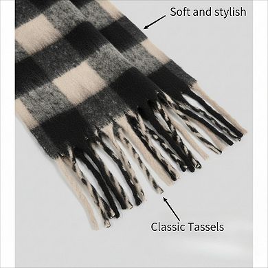 Warm Blanket Scarf Colorful Checked Thick Soft for Casual Wear